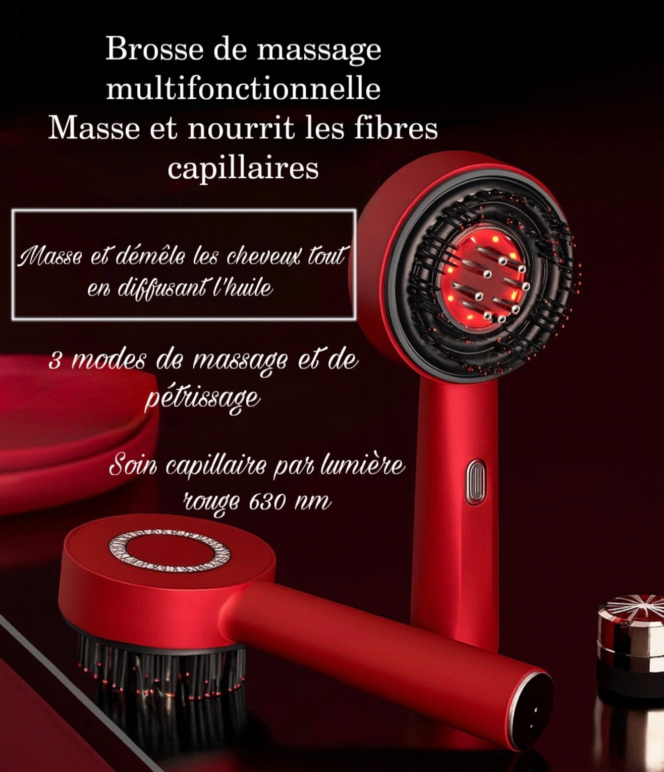 Brosse de Massage  Capillaire avec Lumière Rouge