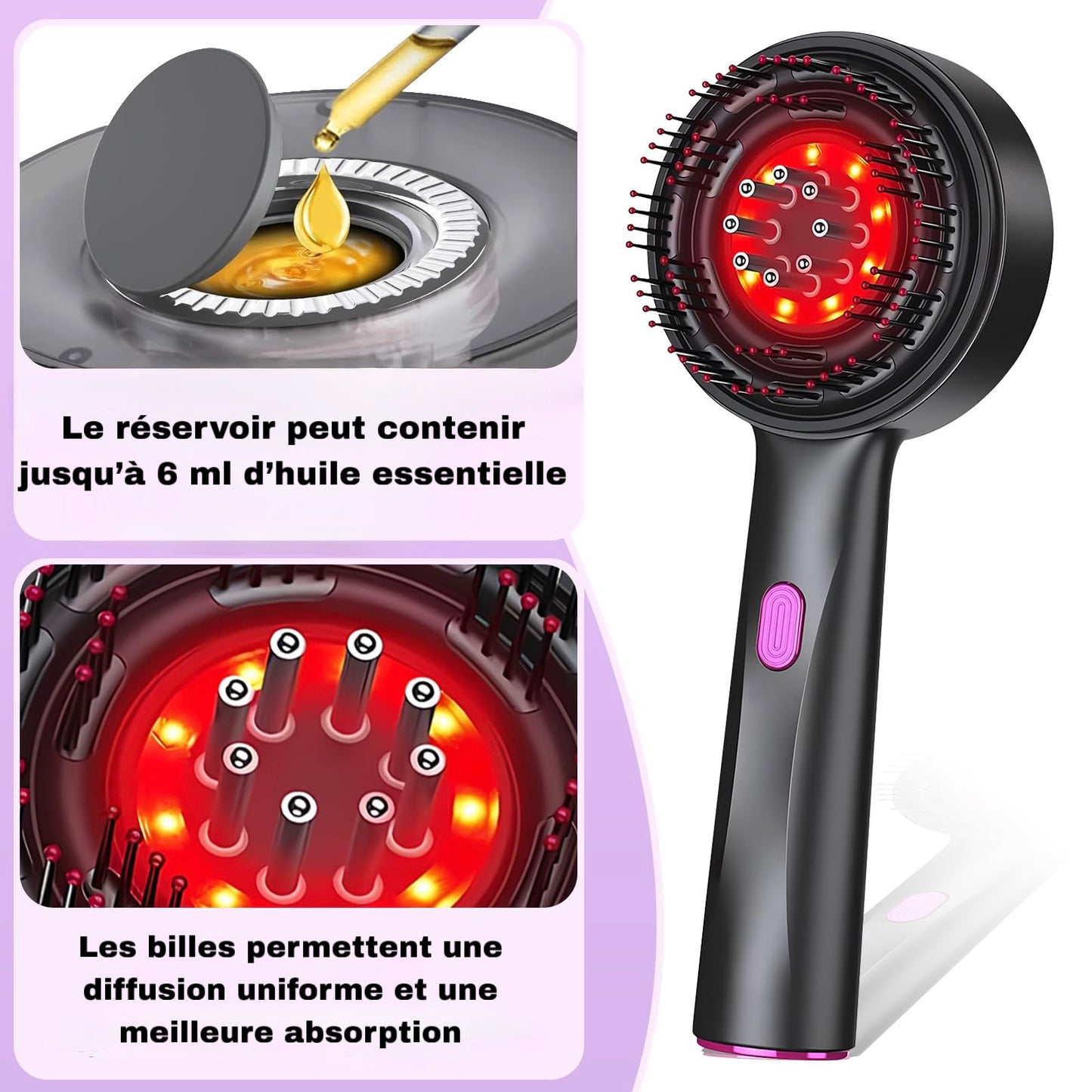 Brosse de Massage  Capillaire avec Lumière Rouge