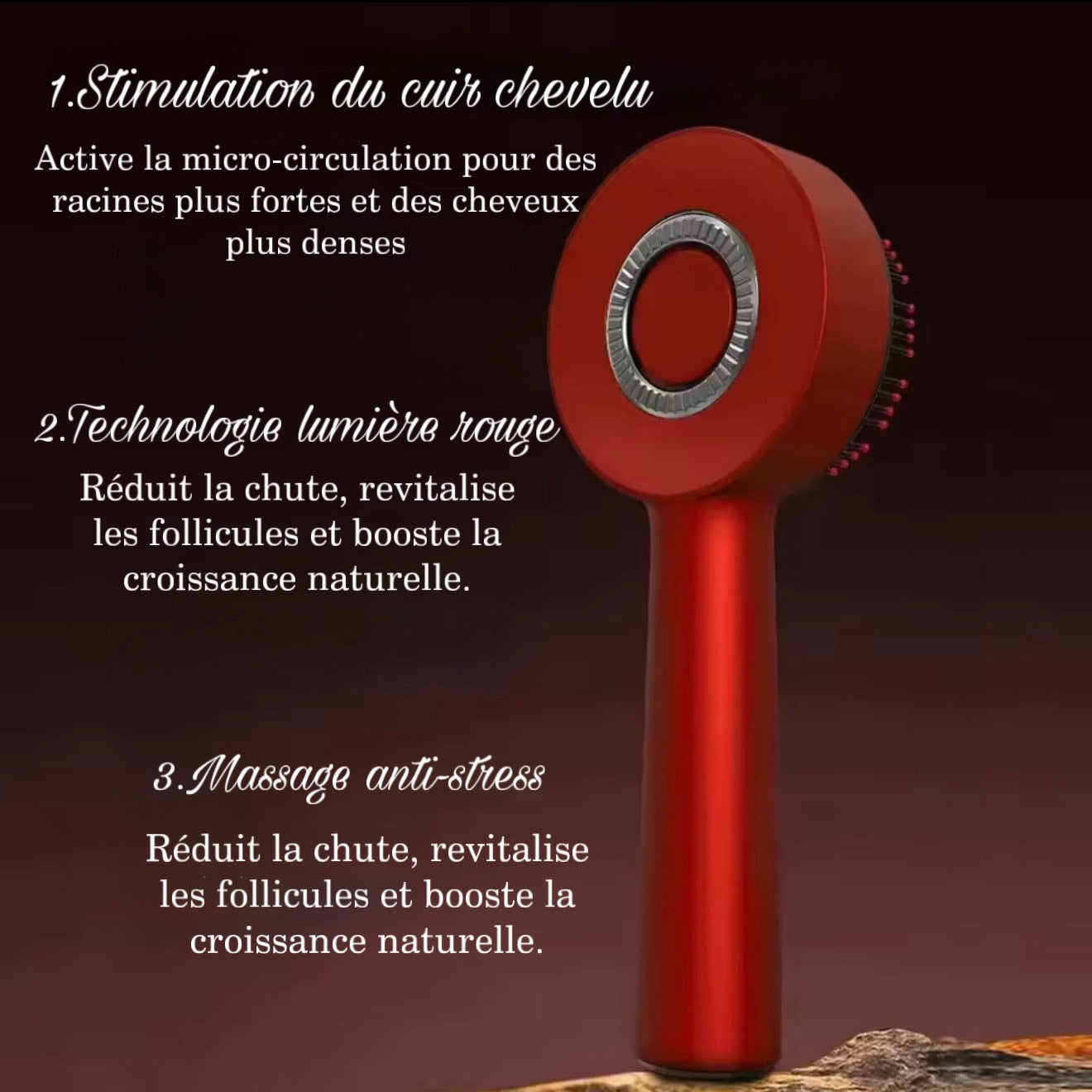 Brosse de Massage  Capillaire avec Lumière Rouge