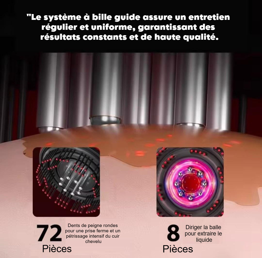 "EDDA : Brosse de Massage pour Capillaire avec Lumière Rouge et Huiles Essentielles au romarin offerte ! .